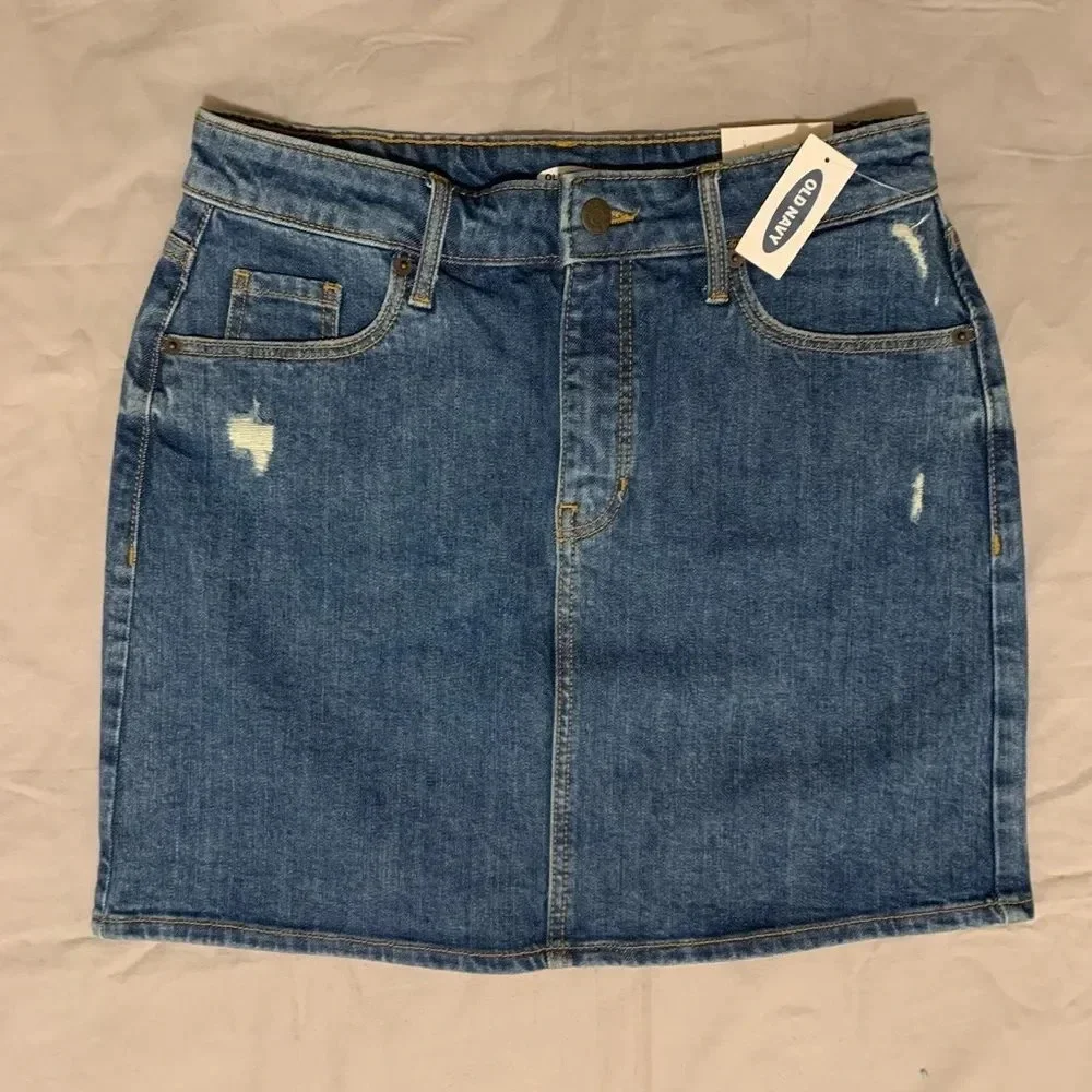 OLD NAVY Distressed Mini Denim Skirt - Picture 2 of 5